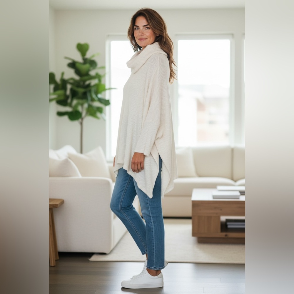 Free People FP Beach Cream Cocoon Cowl Neck Sweater